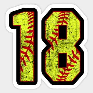 Fastpitch Softball Number 18 #18 Softball Shirt Jersey Uniform Favorite Player Biggest Fan Sticker